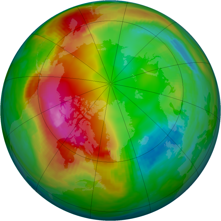Arctic ozone map for 30 January 1989